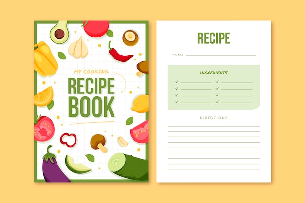 Vector hand drawn recipe book template