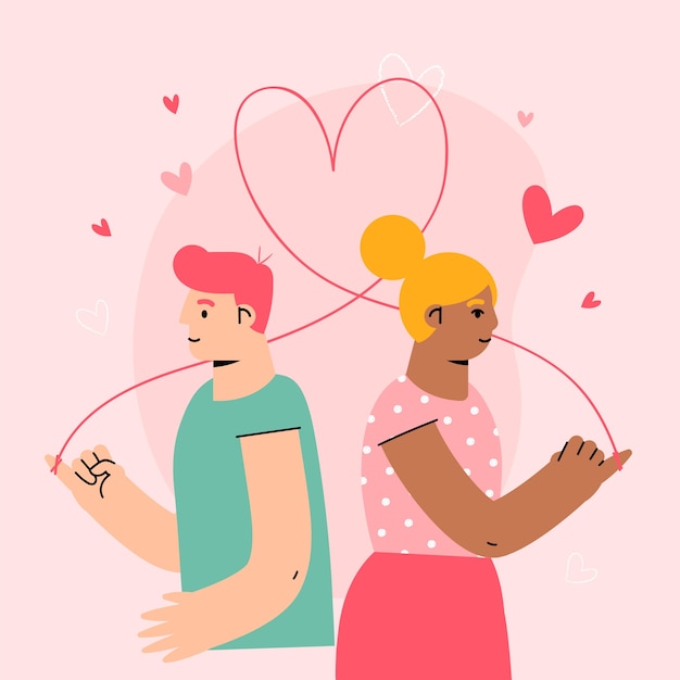 Vector hand drawn red thread illustration