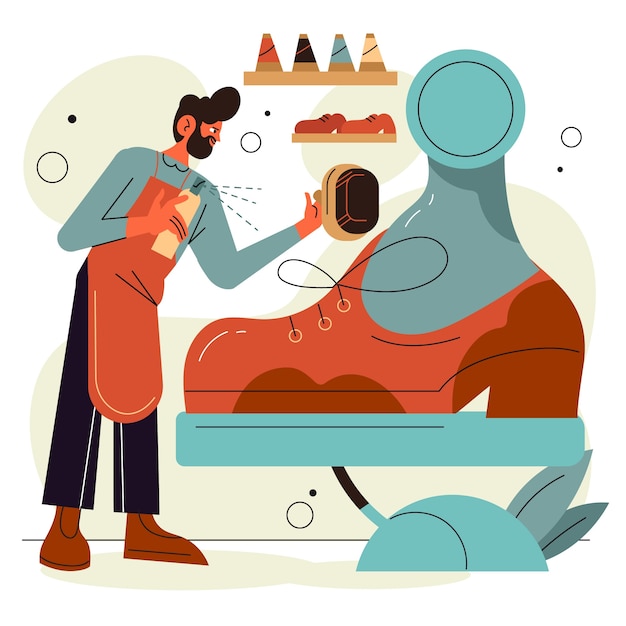 Vector hand drawn shoemaker collection element