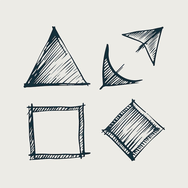 Vector hand drawn sketch arrows shape set vector illustration
