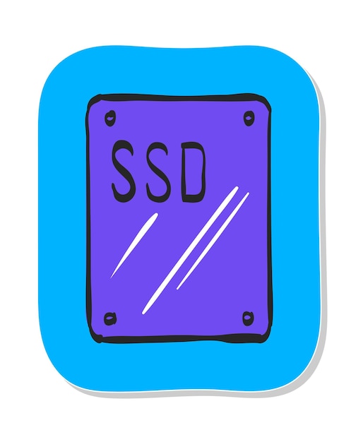 Vector hand drawn solid state drive icon in sticker style vector illustration