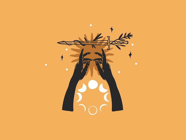 Vector hand drawn vector abstract stock flat graphic illustration with logo elements