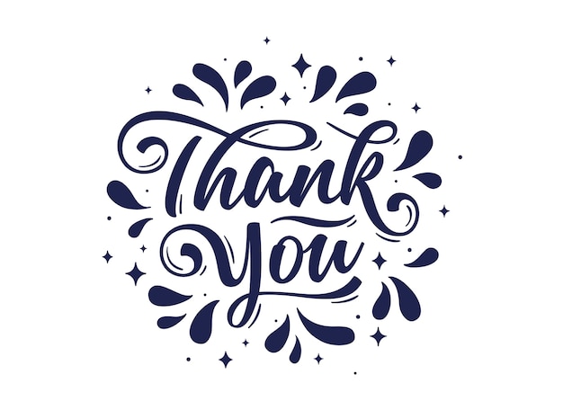 Vector hand lettering thank you with decorative ink graphic