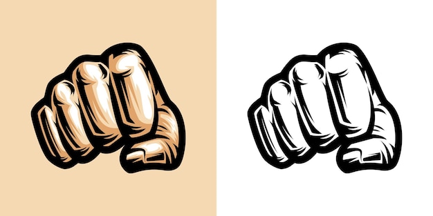 Vector hand punch illustration