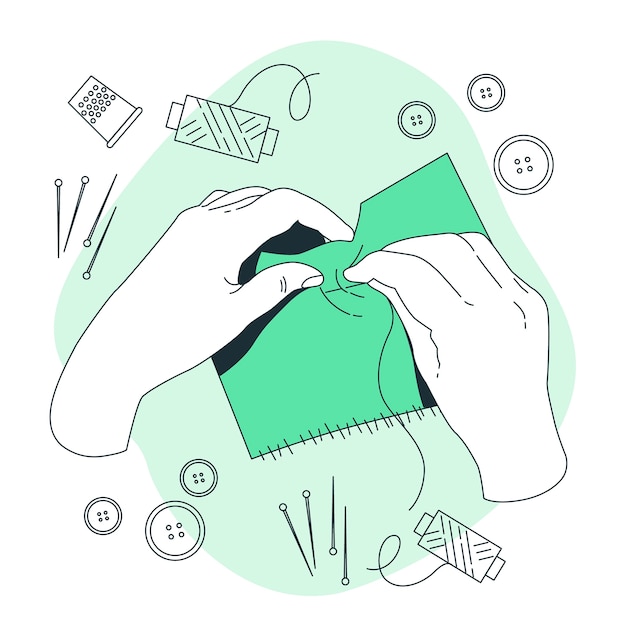 Vector hand sewing  concept illustration