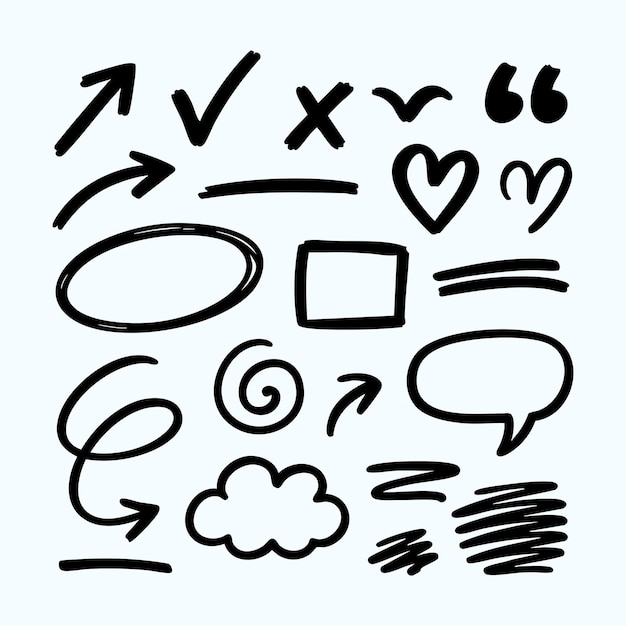 Vector handdrawn doodle elements vector set with arrows