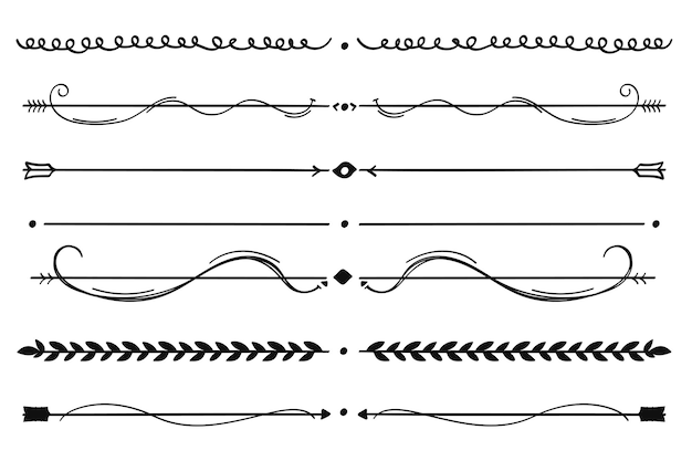 Vector handdrawn nature dividers layout separator decoration collection