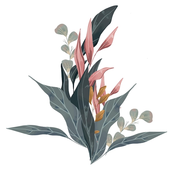 Vector handdrawn rustic leaf bouquet