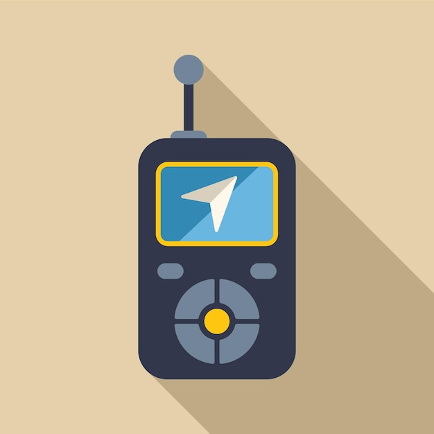Vector handheld gps device displaying location with a map pointer icon