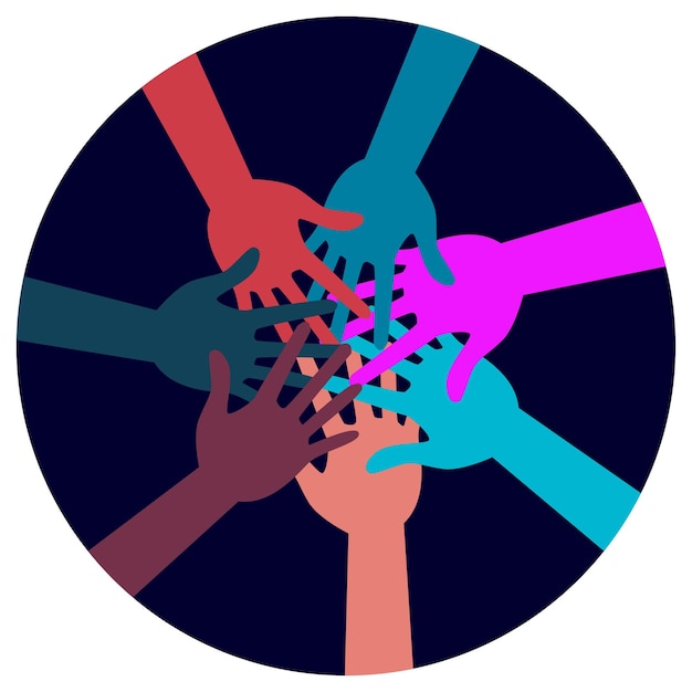 Vector hands group of people putting together