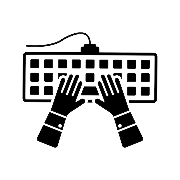 Vector hands typing keyboard notebook icon design