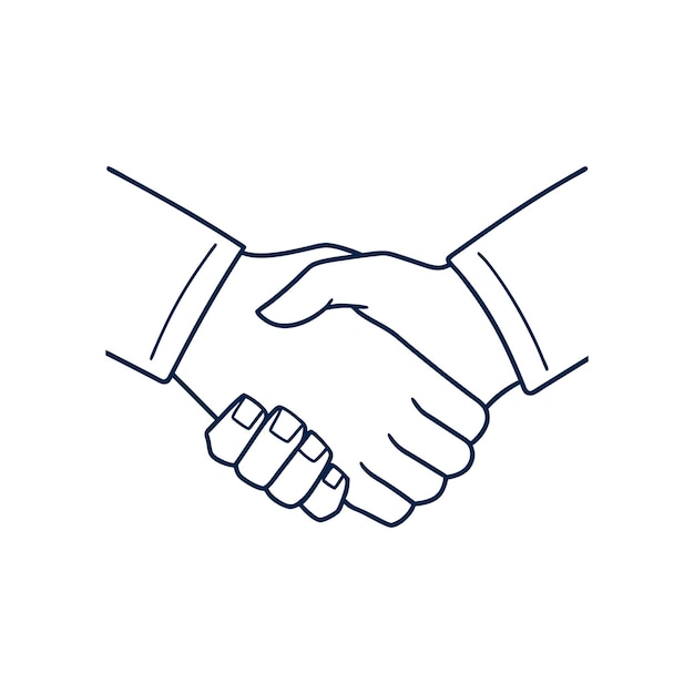 Vector handshake line art vector illustration