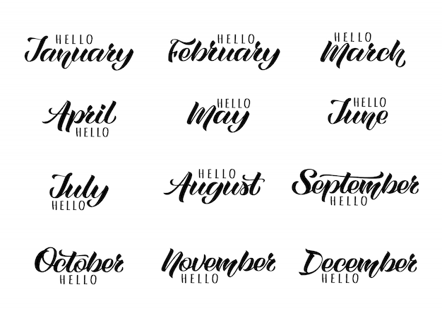 Vector handwritten names of months