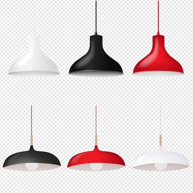 Vector hanging lamp set isolated on transparent