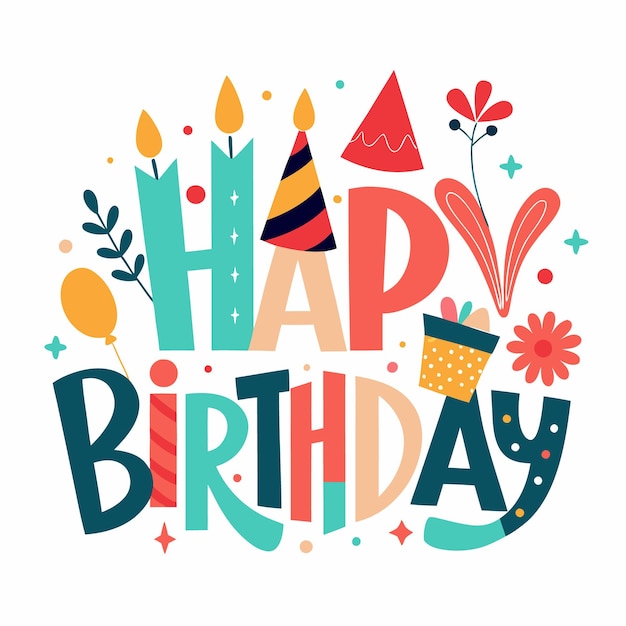 Vector happy birthday greeting typography vector illustration