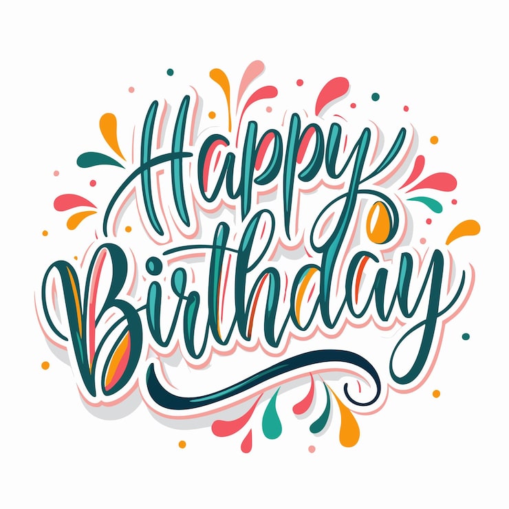 Vector happy birthday wishes with colorful splashes