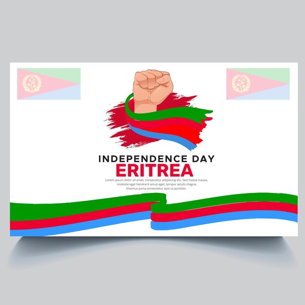 Vector happy eritrea independence day banner and hand flag design vector