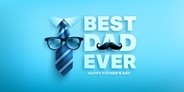 Vector happy father's day banner template with necktie and glasses.greetings and presents for father's day