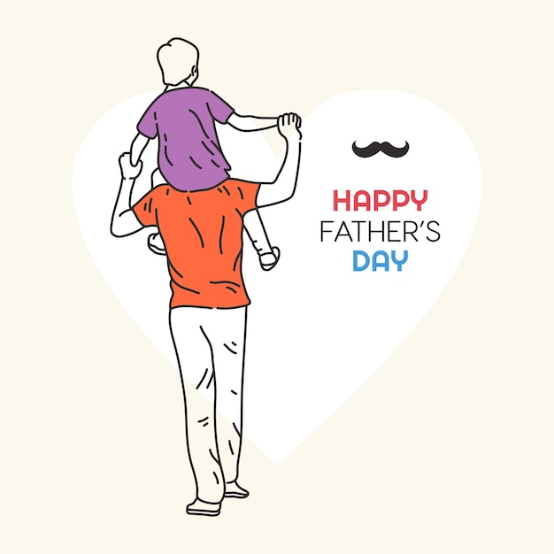 Vector happy fathers day dad and son playing together 3 vector illustration