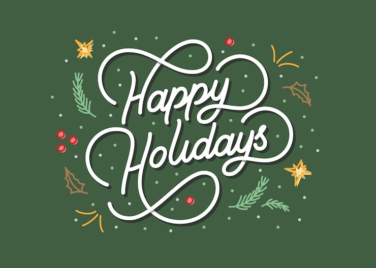 Vector happy holidays lettering background with christmas theme