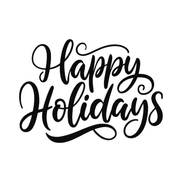 Vector happy holidays lettering white background