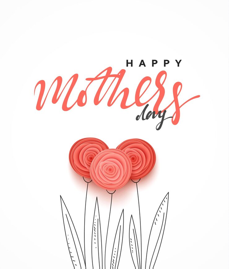 Vector happy mother's day, greeting card with beautiful flowers in the style of paper art. vector illustration