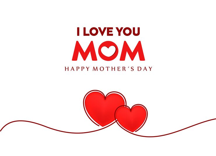Vector happy mother's day i love you mom with hearts vector