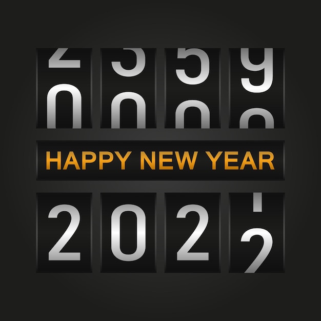 Vector happy new year 2022 on auto car speedometer with clock creative 3d concept