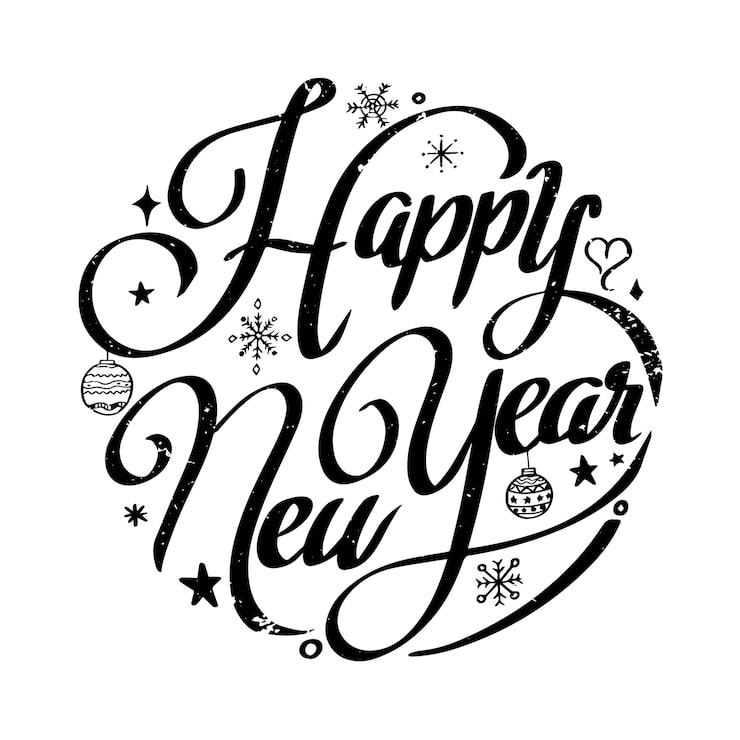 Vector happy new year circle lettering design vector illustration for christmas and new year greeting card poster and element for advertising promotion