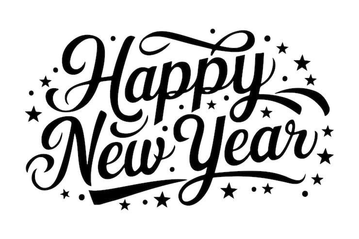 Vector happy new year lettering silhouette vector illustration design template celebration typography