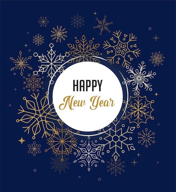 Vector happy new year, merry christmas background with clean modern design of geometric snowflakes