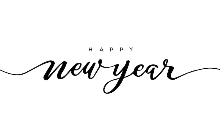 Vector happy new year text design vector greeting illustration with hand written lettering