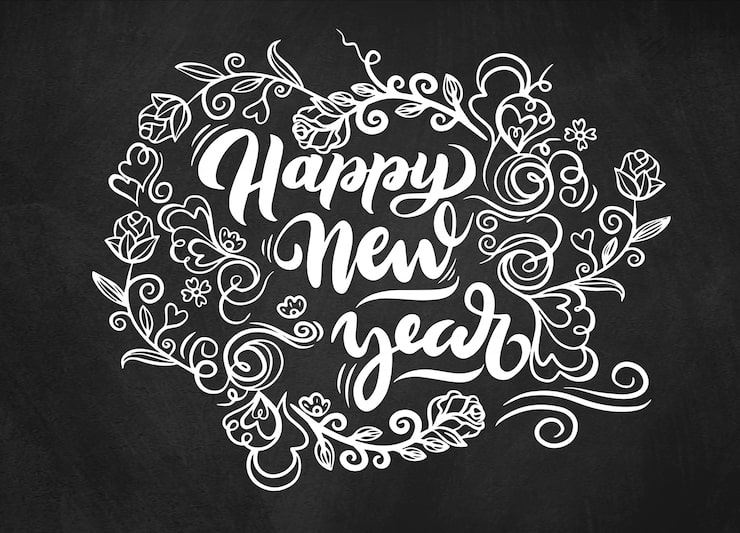 Vector happy new year wreath doodle. greeting card with a festive wreath