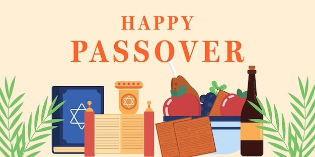 Vector happy passover horizontal banner illustration vector design