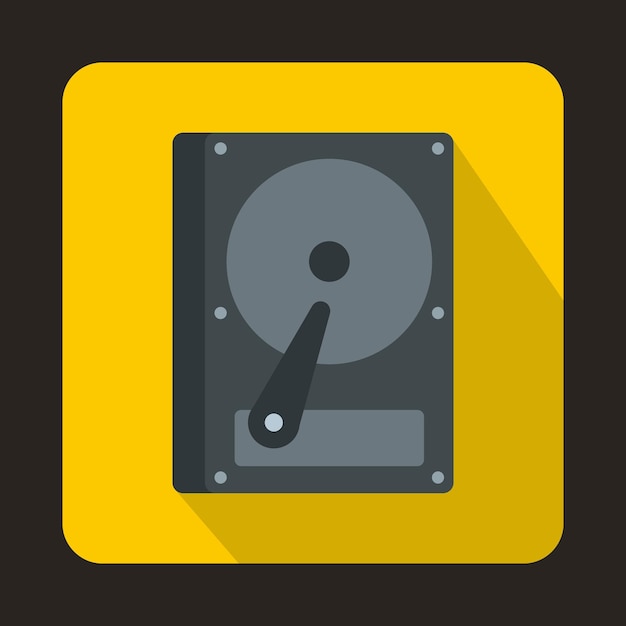 Vector hdd icon in flat style on a yellow background