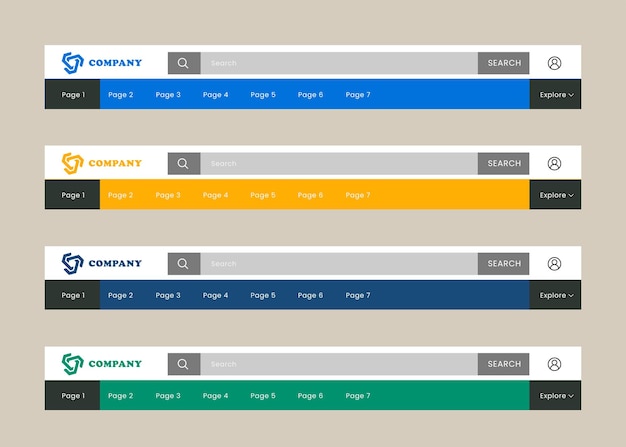 Vector header design in vector format. search button included. website ui ux design concept.