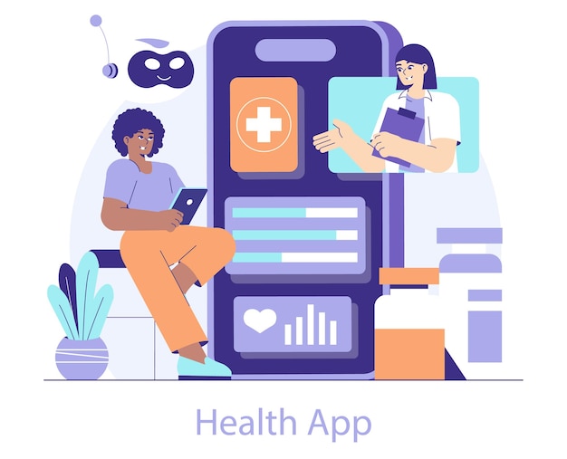 Vector healthtech flat vector illustration