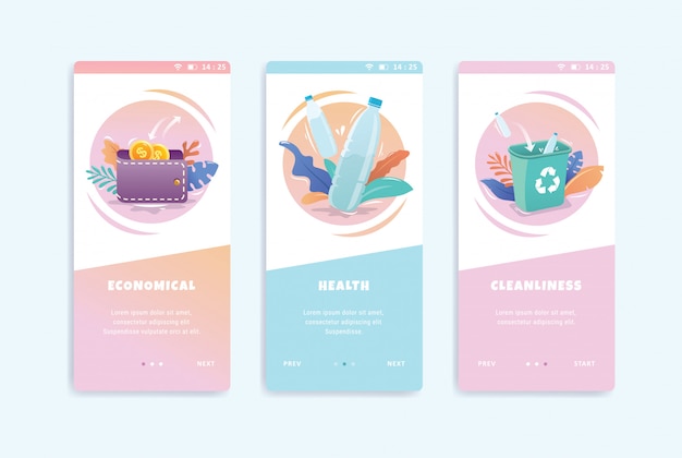 Vector healthy concept onboarding screens user interface kit template