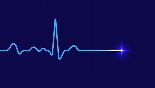 Vector heart beat pulse electrocardiogram rhythm on blue background