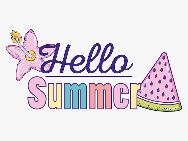 Vector hello summer cartoons vector illustration graphic design
