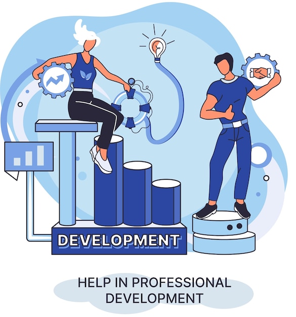 Vector help in professional development metaphor qualified employee training program human resource management