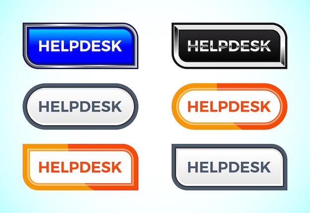 Vector helpdesk button set of different shapes and colors suitable for mobile app and website ui design