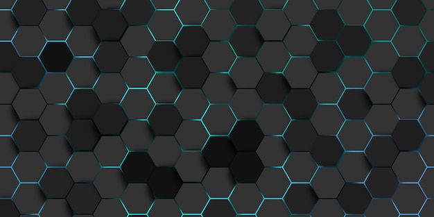 Vector hexagonal abstract metal background with light hexagonal gaming vector abstract tech background