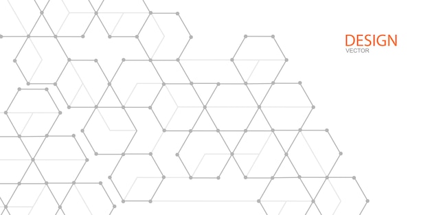 Vector hexagons on white backgroundtechnical drawinggeometric rhombuses