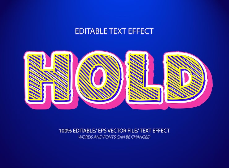 Hold 3d editable text effect template