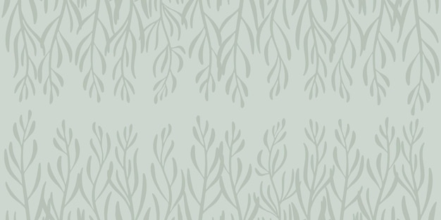 Vector horizontal light green background with plants abstract vector backdrop with flower shoots vector