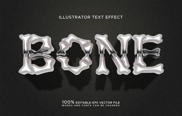 Vector horror bone text effect