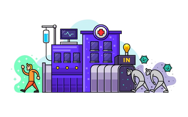 Vector hospital cartoon illustration