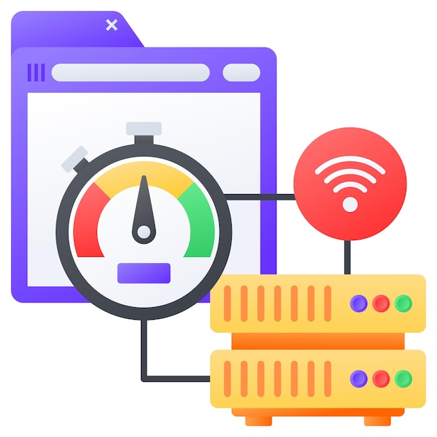 Vector host access control concept view bandwidth usage vector color icon design web hosting service symb