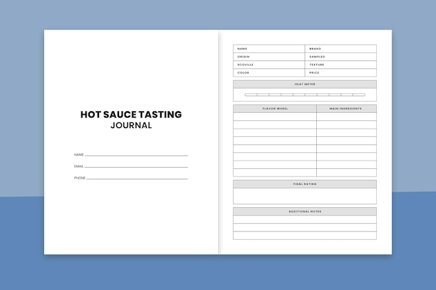 Vector hot sauce tasting journal kdp interior